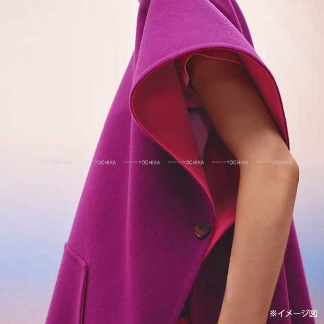 2023 SS HERMES Poncho Reversible Coat #34 Fuchsia/Anemone Cashmere100% 34[EXCELLENT][Authentic]