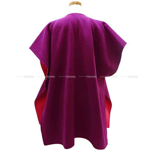 2023 SS HERMES Poncho Reversible Coat #34 Fuchsia/Anemone Cashmere100% 34[EXCELLENT][Authentic]