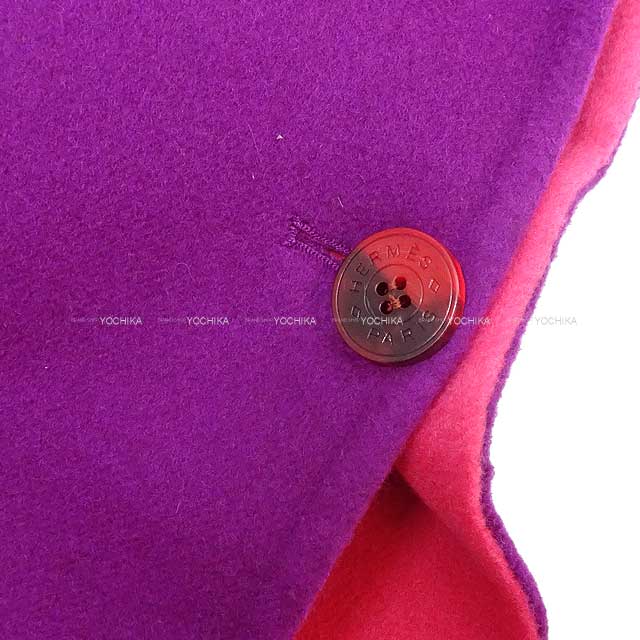 2023 SS HERMES Poncho Reversible Coat #34 Fuchsia/Anemone Cashmere100% 34[EXCELLENT][Authentic]