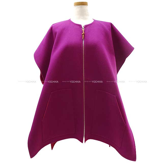 2023 SS HERMES Poncho Reversible Coat #34 Fuchsia/Anemone Cashmere100% 34[EXCELLENT][Authentic]