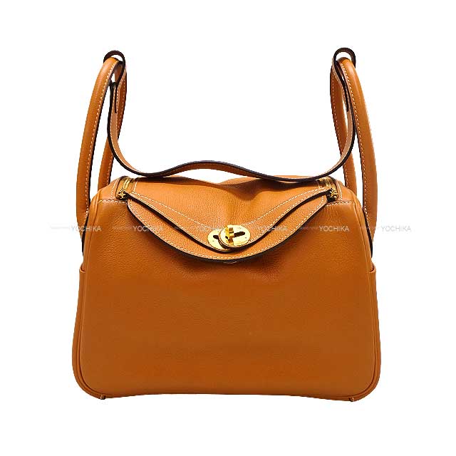 [Pre-loved] HERMES Shoulder bag Lindy 26 Toffee Evercolor Gold HW Stamp A[USED SA][Authentic]