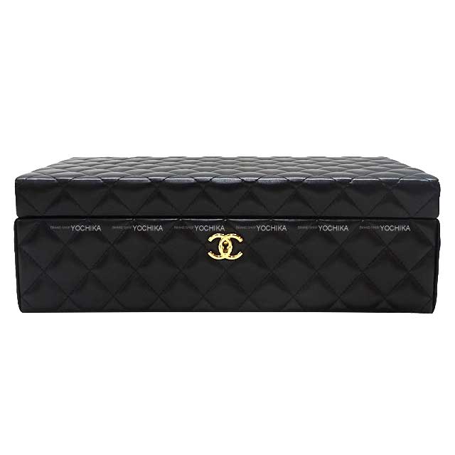 CHANEL Jewelry case Box Matelasse COCO Mark Noir (Black) Lambskin Gold HW A80630[EXCELLENT][Authentic]