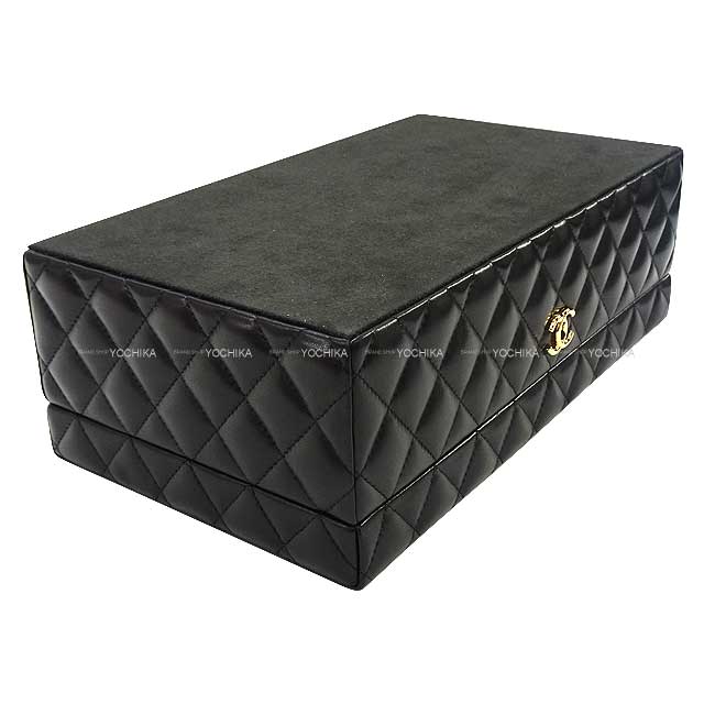 CHANEL Jewelry case Box Matelasse COCO Mark Noir (Black) Lambskin Gold HW A80630[EXCELLENT][Authentic]