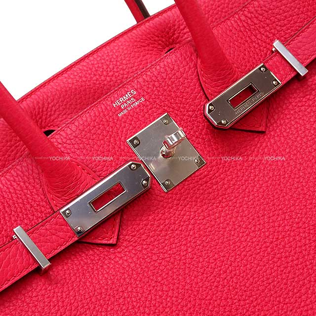 HERMES Handbag Birkin30 Framboise Taurillon Clemence Silver HW Stamp D[EXCELLENT][Authentic]