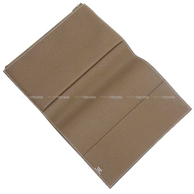 HERMES Notebook cover Notebllk Cover EA Zipper A5 Size Etoupe Veau Togo Silver HW Stamp Y[EXCELLENT][Authentic]