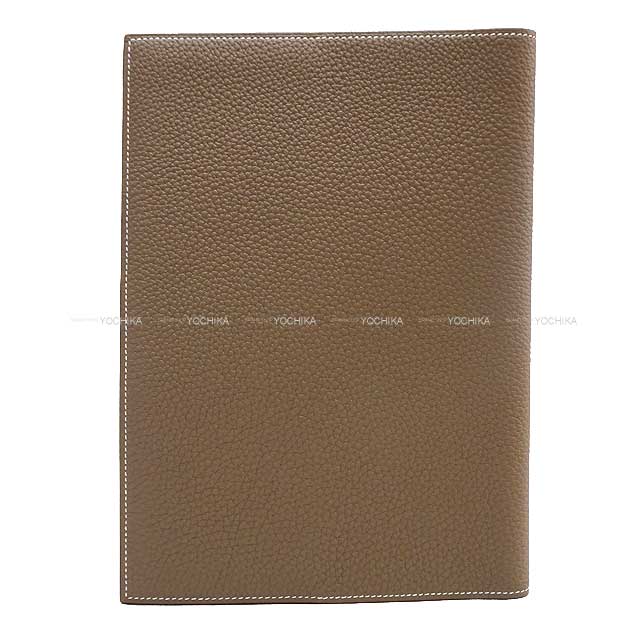 HERMES Notebook cover Notebllk Cover EA Zipper A5 Size Etoupe Veau Togo Silver HW Stamp Y[EXCELLENT][Authentic]