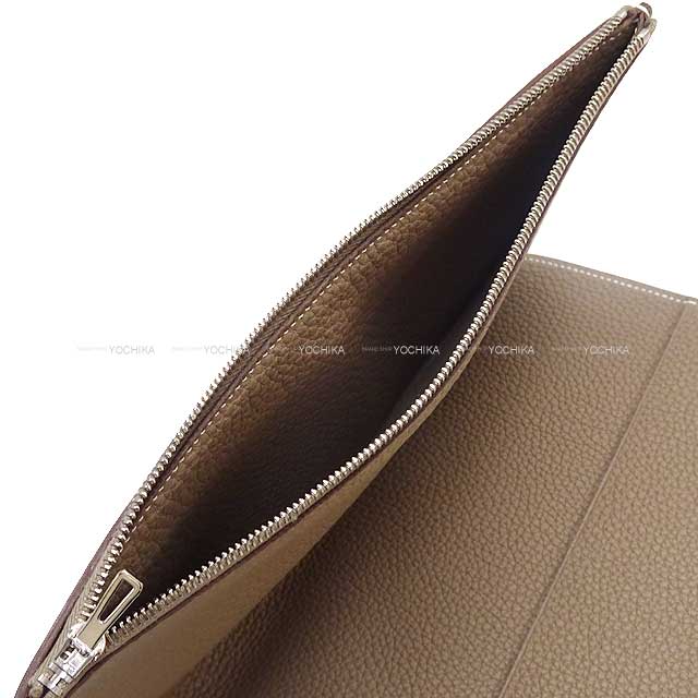 HERMES Notebook cover Notebllk Cover EA Zipper A5 Size Etoupe Veau Togo Silver HW Stamp Y[EXCELLENT][Authentic]