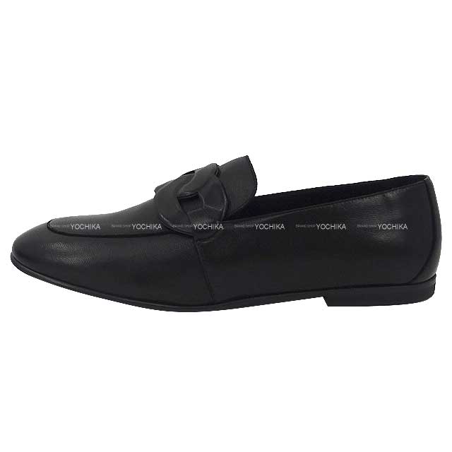 HERMES loafers Moccasin Honest #37 Noir (Black) Nappa Leather[EXCELLENT][Authentic]