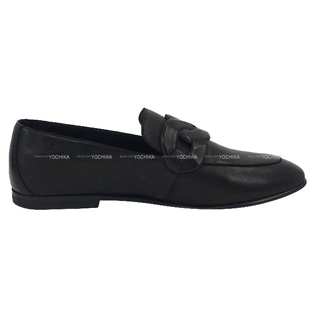 HERMES loafers Moccasin Honest #37 Noir (Black) Nappa Leather[EXCELLENT][Authentic]