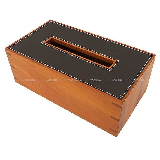 HERMES Tissue case pleiad Ebene Natural mahogany/triYong squirrel[BRAND NEW][Authentic]