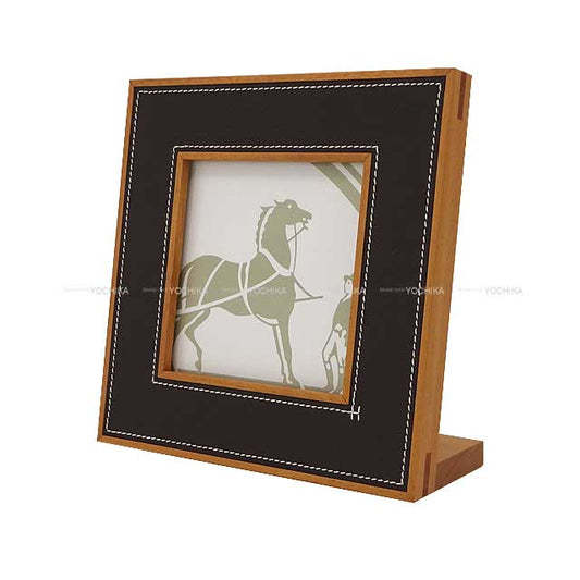 HERMES Photo frame photo frame pleiad Chocolat Natural mahogany/Tauillon squirrel[BRAND NEW][Authentic]