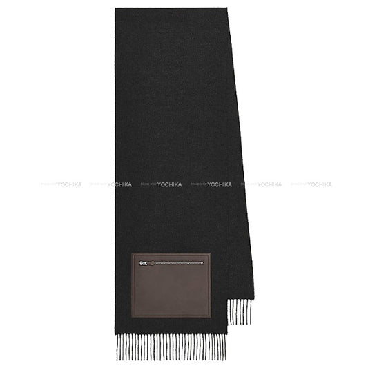 HERMES muffler Escharpe Pocket Silk-in Brides et Gris Gris Noir (Black)/Ecorce Cashmere100%/Silk100%/Lambskin Silver HW[BRAND NEW][Authentic]