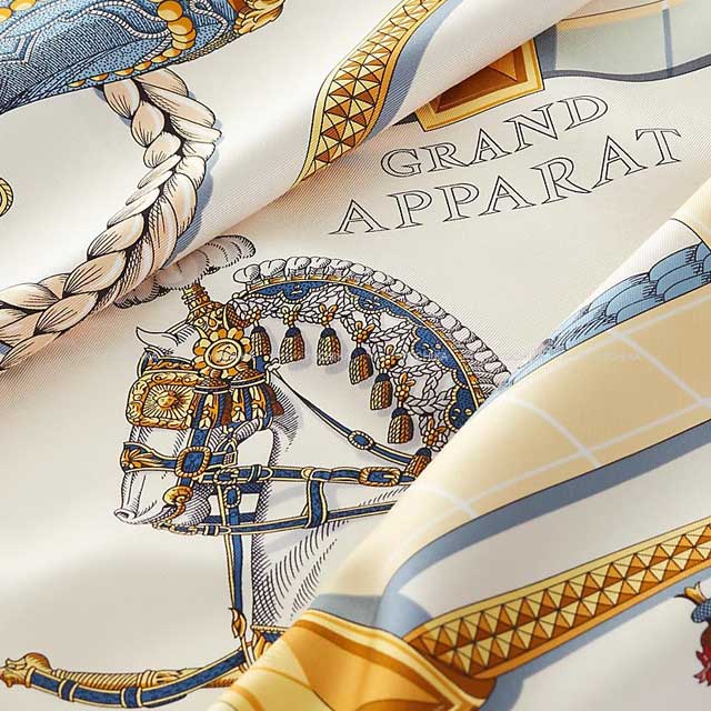 2023 HERMES scarf Carre 90 Grand Apparat Cream/Gold/Multicolor Silk100%[BRAND NEW][Authentic]