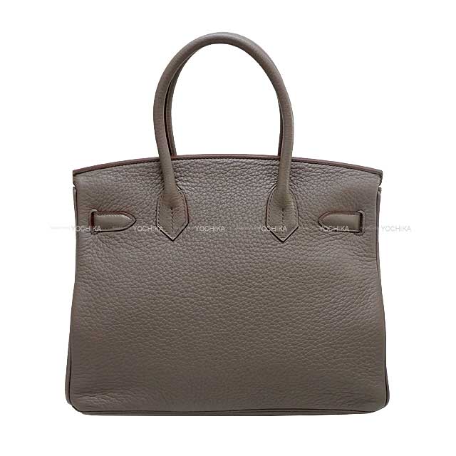 HERMES Handbag Birkin30 Etain Taurillon Clemence Silver HW Stamp □Q[EXCELLENT][Authentic]