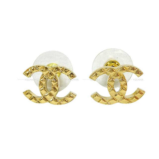 2024 SS CHANEL pierced earring Matelasse COCO mark Gold Gold HW ABD035[BRAND NEW][Authentic]