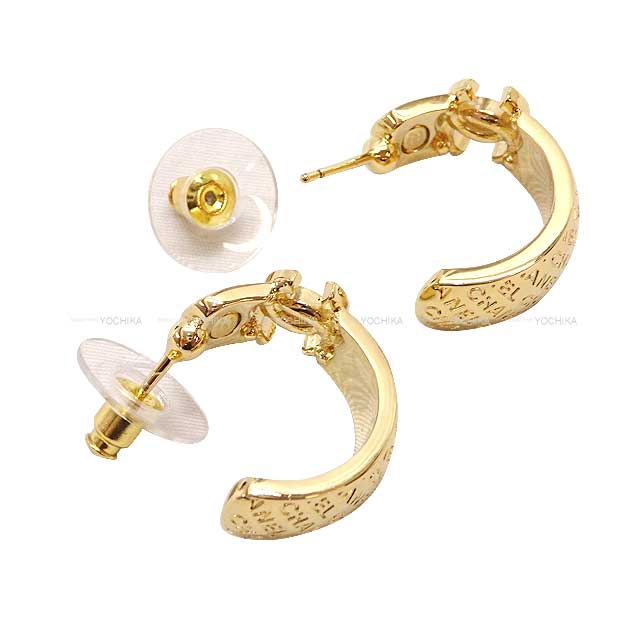 2024 SS CHANEL pierced earring Hoop Rhinestone Strass COCO mark logo Gold Metal / Crystal ABD029[BRAND NEW][Authentic]