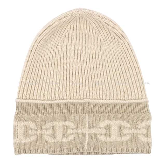 HERMES Knit cap Knit Cap Haven #M Creme/Sable[BRAND NEW][Authentic]