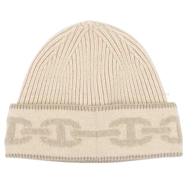 HERMES Knit cap Knit Cap Haven #M Creme/Sable[BRAND NEW][Authentic]