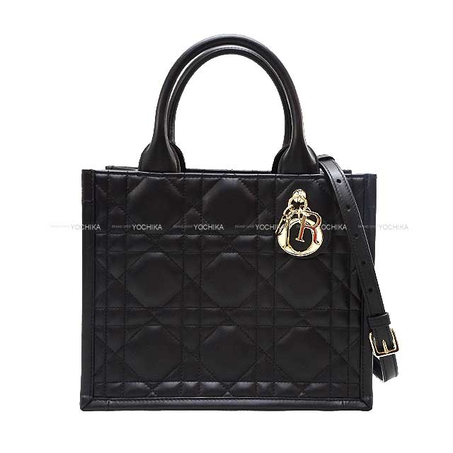 2024 NEW Christian Dior tote bag Book tote bag Small Noir (Black) Micro cannage/Calf skin Champagne Gold HW M1325OWHP-M900[ALMOST NEW][Authentic]