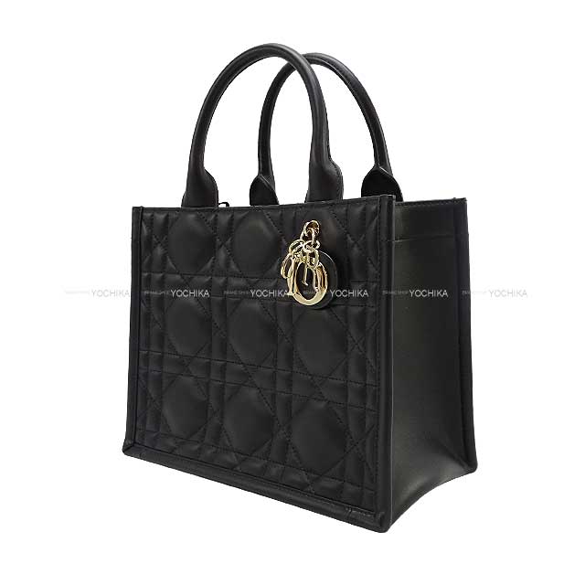 2024 NEW Christian Dior tote bag Book tote bag Small Noir (Black) Micro cannage/Calf skin Champagne Gold HW M1325OWHP-M900[ALMOST NEW][Authentic]