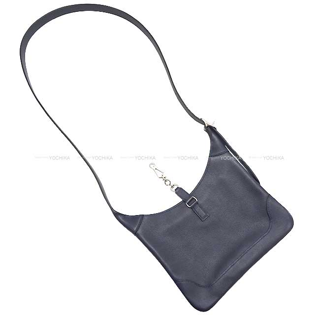 HERMES Shoulder bag Trim duo 24 Bleu Nuit Ever Grain Silver HW Stamp Y[EXCELLENT][Authentic]