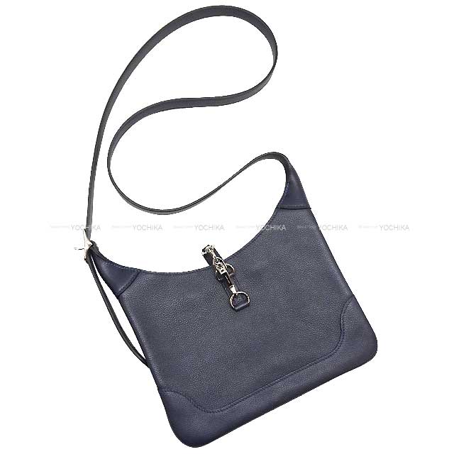 HERMES Shoulder bag Trim duo 24 Bleu Nuit Ever Grain Silver HW Stamp Y[EXCELLENT][Authentic]