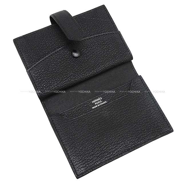 [Pre-loved] HERMES Bi-fold wallet Bearn Mini Card holder With Coin purse Noir (Black) Chevre Myzore Silver HW Stamp U[USED SA][Authentic]