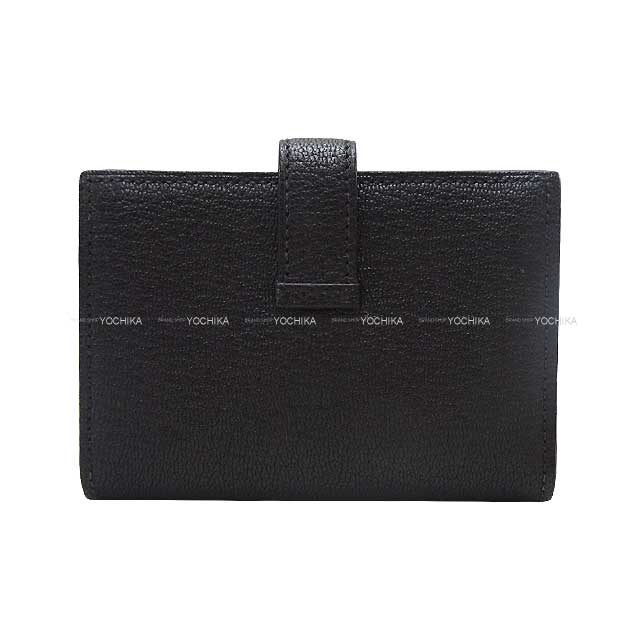 [Pre-loved] HERMES Bi-fold wallet Bearn Mini Card holder With Coin purse Noir (Black) Chevre Myzore Silver HW Stamp U[USED SA][Authentic]