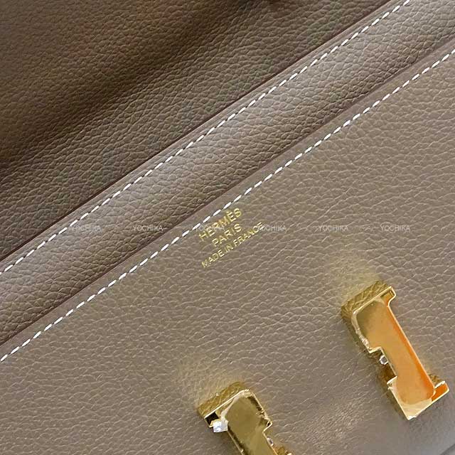 [Pre-loved] HERMES long wallet Constance Long wallet To Go Etoupe Evercolor Gold HW Stamp B[USED SA][Authentic]