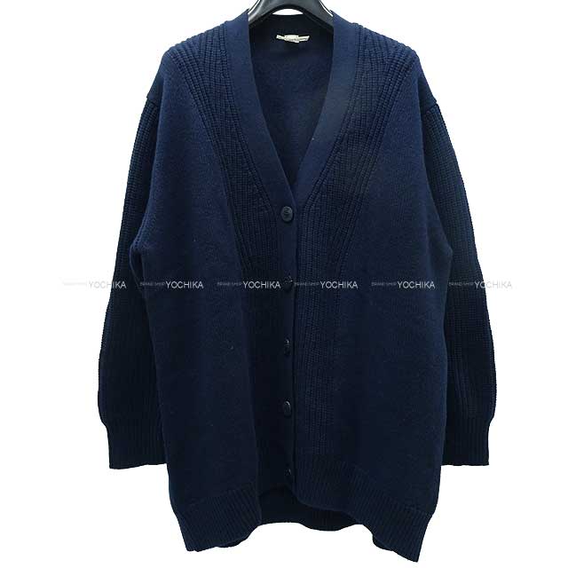 [Pre-loved] 2023 SS HERMES Cardigan Long Sleeve Sellier Button #38 Navy Cashmere 64%/Cotton 36%[LIKE NEW][Authentic]