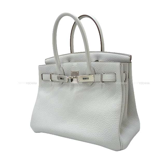 HERMES Handbag Birkin30 Gris Perle Taurillon Clemence Silver HW Stamp □P[EXCELLENT][Authentic]