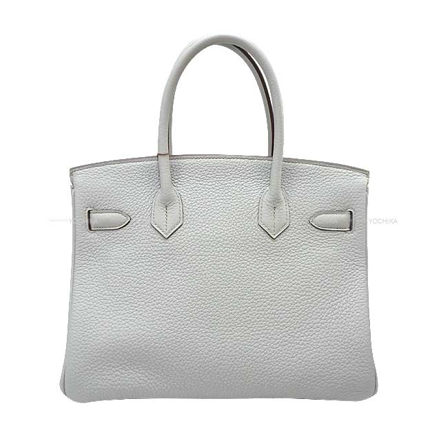 HERMES Handbag Birkin30 Gris Perle Taurillon Clemence Silver HW Stamp □P[EXCELLENT][Authentic]