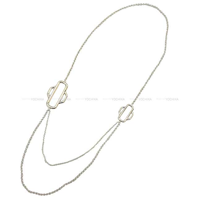 HERMES necklace Long Necklace Attelage 100 Silver Silver925 Silver HW[EXCELLENT][Authentic]