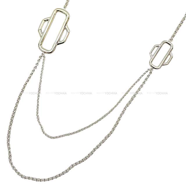 HERMES necklace Long Necklace Attelage 100 Silver Silver925 Silver HW[EXCELLENT][Authentic]