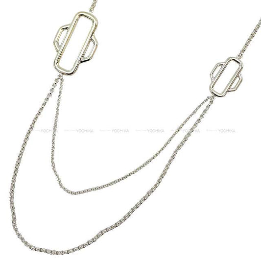 HERMES necklace Long Necklace Attelage 100 Silver Silver925 Silver HW[EXCELLENT][Authentic]