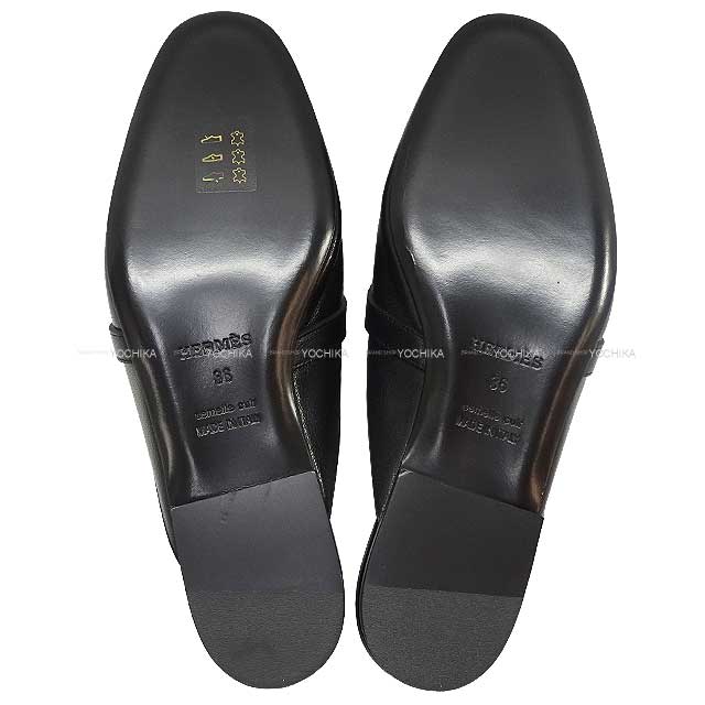 2021 HERMES Mules Oz Kelly buckle #36 Noir (Black) Chevre Myzore 36 Silver HW H212295Z[EXCELLENT][Authentic]