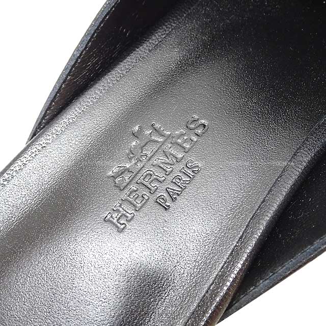 2021 HERMES Mules Oz Kelly buckle #36 Noir (Black) Chevre Myzore 36 Silver HW H212295Z[EXCELLENT][Authentic]