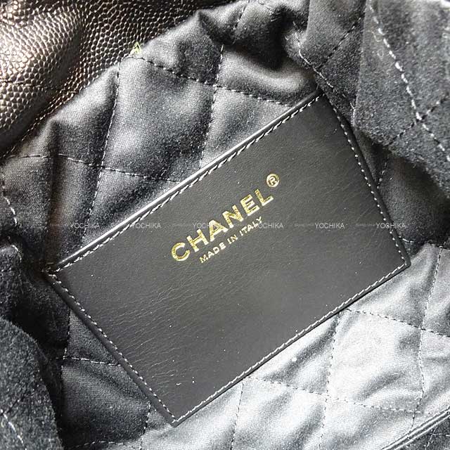 [Pre-loved] CHANEL Shoulder bag CHANEL 22 Mini Matelasse Medal Charm Chain Pouch Noir (Black) Graind Calf(Caviarskin) Mat Gold HW/Black HW AS3980[LIKE NEW][Authentic]