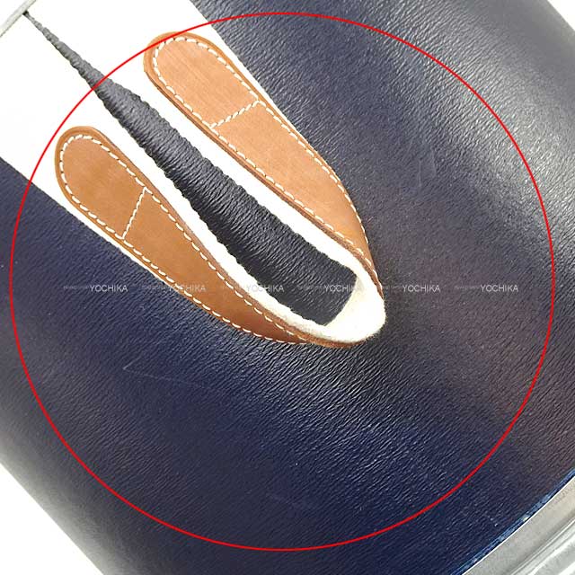 [Pre-loved] HERMES Interior Sellier Saddle box Small Harness case Side table Navy Mat Silver HW[USED SA][Authentic]