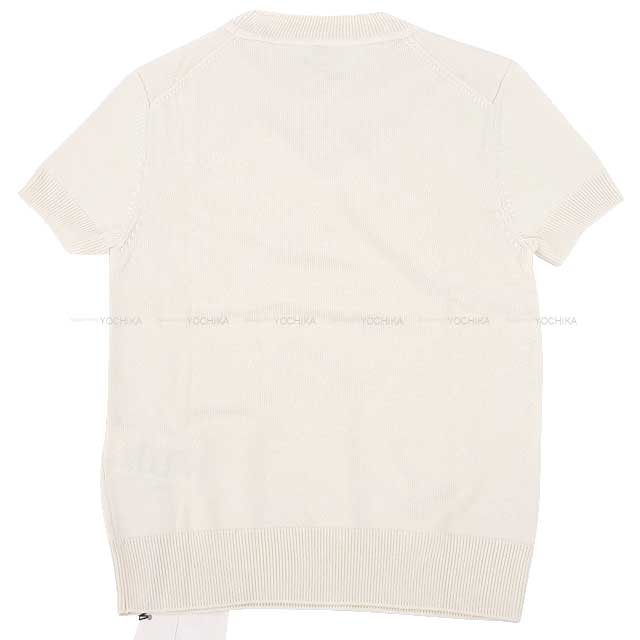 HERMES Knit Half sleeve summer knit #34 ivory Reyon/Silk Silver HW[BRAND NEW][Authentic]