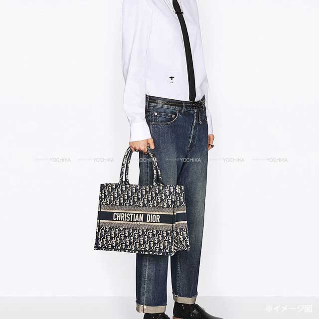 Christian Dior tote bag Book tote Medium Navy Dior Oblique Embroidery M1296ZRIW_M828[BRAND NEW][Authentic]