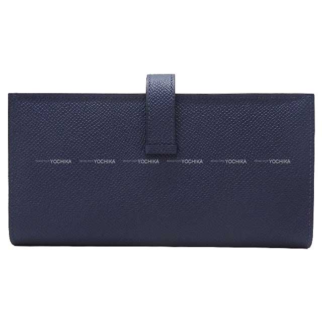 HERMES long wallet Bearn Soufflet Bleu Saphir Veau Epsom Silver HW Stamp B[BRAND NEW][Authentic]