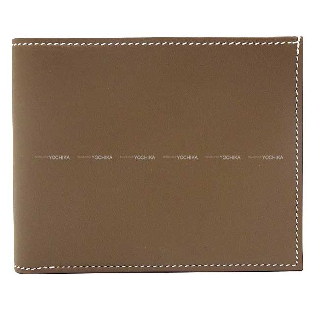 HERMES Bi-fold wallet CITIZEN Twill Compact clochette Etoupe Veau Swift Stamp B[BRAND NEW][Authentic]