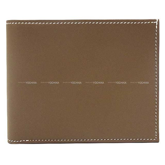 HERMES Bi-fold wallet CITIZEN Twill Compact clochette Etoupe Veau Swift Stamp B[BRAND NEW][Authentic]