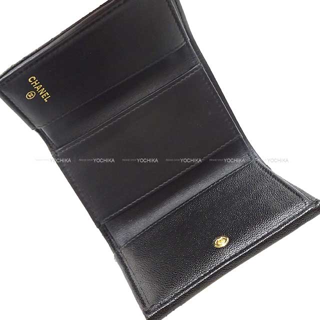 CHANEL Tri-fold wallet Boy Chanel Compact Noir (Black) Graind Calf(Caviarskin) Mat Gold HW A84432[EXCELLENT][Authentic]