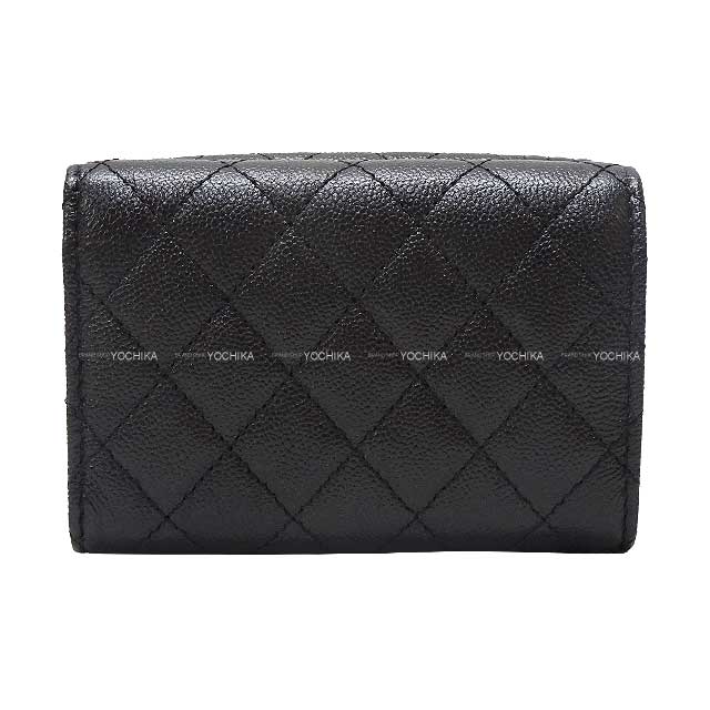 CHANEL Tri-fold wallet Boy Chanel Compact Noir (Black) Graind Calf(Caviarskin) Mat Gold HW A84432[EXCELLENT][Authentic]