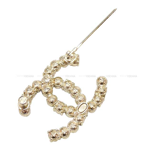 CHANEL broach Paerl Rhinestone COCO Mark Blanc (White)/Pink Champagne Gold HW ABA144[EXCELLENT][Authentic]