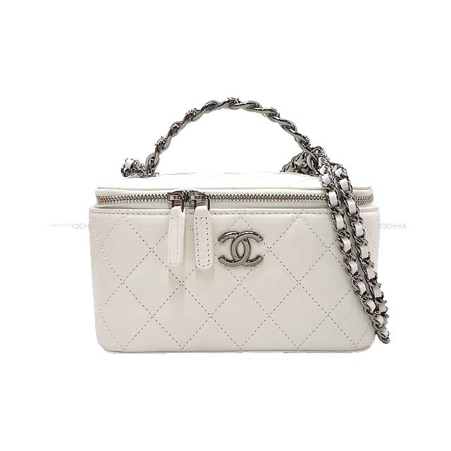 CHANEL Shoulder bag Vanity Chain COCO Mark Matelasse Millor Handle 2way Rhinestone Blanc (White) Shiny crumble calfskin Metal Silver HW AP3593[BRAND NEW][Authentic]