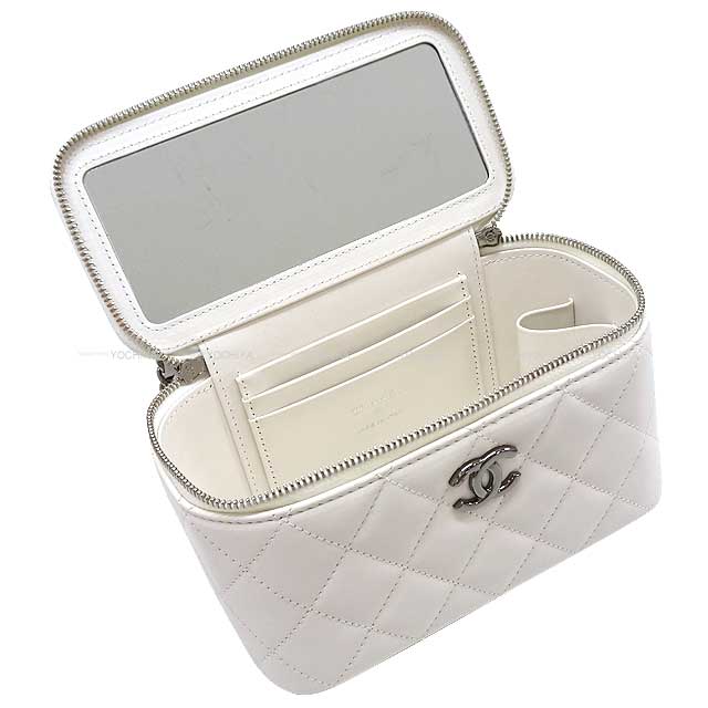 CHANEL Shoulder bag Vanity Chain COCO Mark Matelasse Millor Handle 2way Rhinestone Blanc (White) Shiny crumble calfskin Metal Silver HW AP3593[BRAND NEW][Authentic]