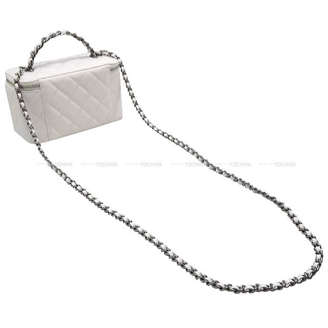 CHANEL Shoulder bag Vanity Chain COCO Mark Matelasse Millor Handle 2way Rhinestone Blanc (White) Shiny crumble calfskin Metal Silver HW AP3593[BRAND NEW][Authentic]